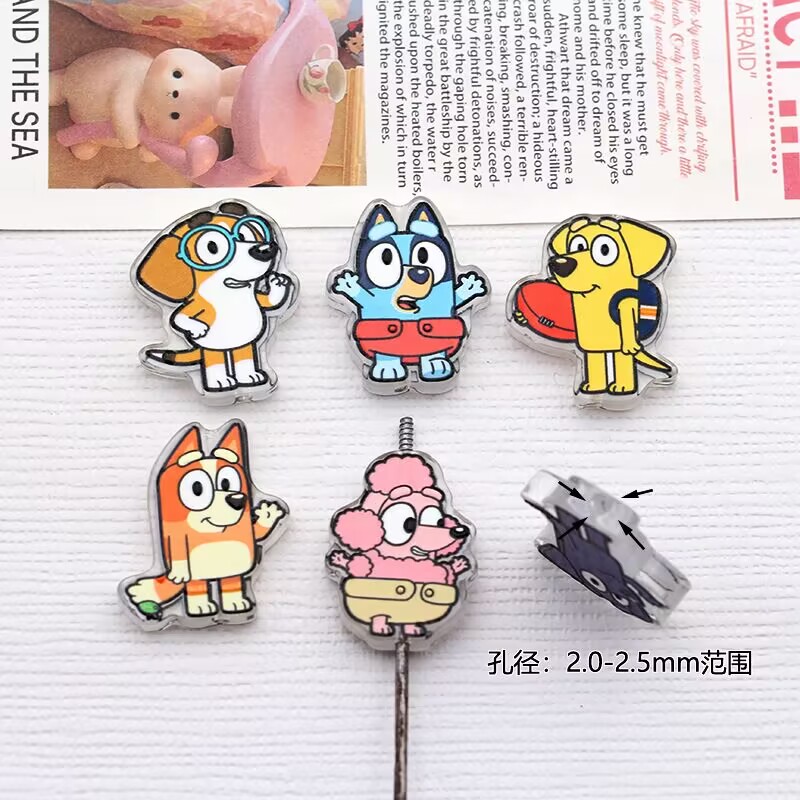 Penn Reel Fierce - 10 Stück Cartoon-Hund-Acryl-DIY-Fokalperlen für Armbänder, Stifte,